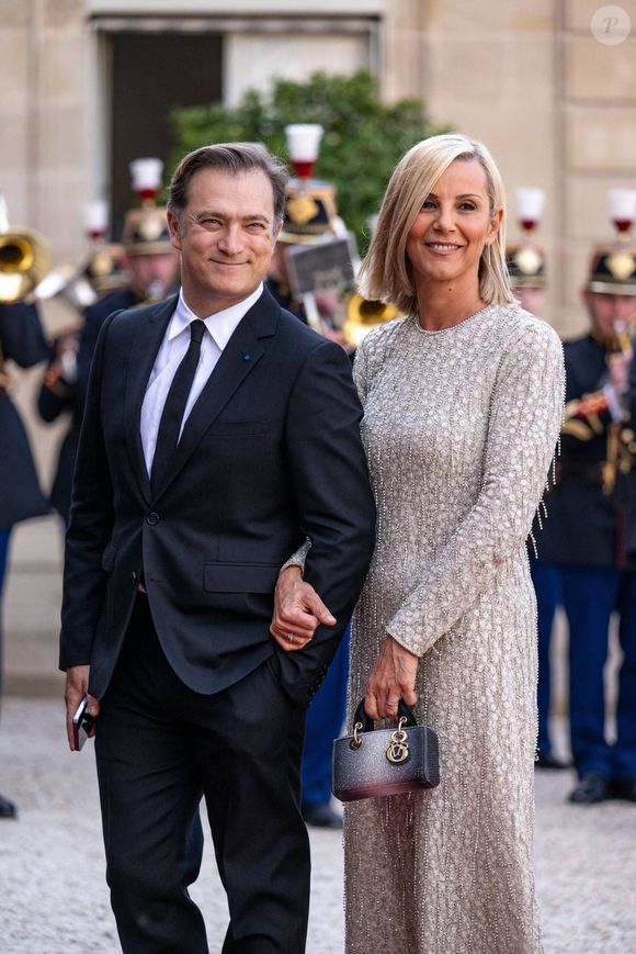 Laurence Ferrari et Renaud Capucon arrivent pour un dîner d'État officiel dans le cadre de la visite d'État du président américain Joe Biden en France, au palais présidentiel de l'Élysée à Paris, France, le 8 juin 2024. Photo by Ammar Abd Rabbo/ABACAPRESS.COM