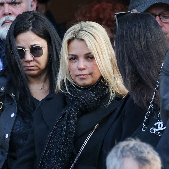 Séverine Ferrer à la sortie des obsèques d'Emilie Dequenne au cimetière Père Lachaise à Paris, France, le 26 mars 2025. © Cyril Moreau/Bestimage