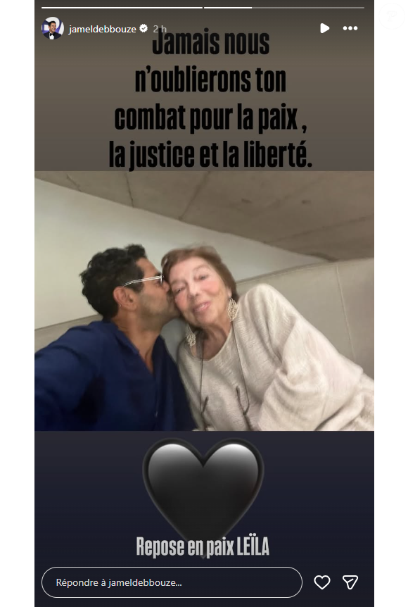 Tout comme son mari Jamel Debbouze, qui publie une photo de lui accompagné de Leila Shahid.

Jamel Debbouze rend hommage à Leila Shahid.