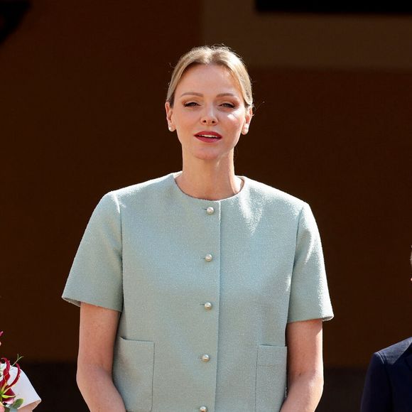 La princesse Gabriella, ,La princesse Charlène de Monaco, Le prince héréditaire Jacques de Monaco lors de l'accueil du couple présidentiel français par le couple princier de Monaco au palais princier le 7 juin 2025

© Dominique Jacovides / Bestimage