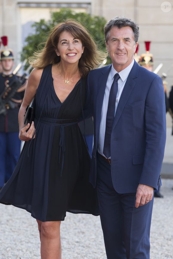 François Cluzet et sa femme Narjiss Slaoui-Falcoz - Le couple royal espagnol est reçu par le président français pour un dîner d'état donné en leur honneur au palais de l'Elysée à Paris, le 2 juin 2015, lors de leur visite d'état de 3 jours à Paris. © BORDE-MOREAU / BESTIMAGE