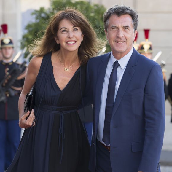 François Cluzet et sa femme Narjiss Slaoui-Falcoz - Le couple royal espagnol est reçu par le président français pour un dîner d'état donné en leur honneur au palais de l'Elysée à Paris, le 2 juin 2015, lors de leur visite d'état de 3 jours à Paris. © BORDE-MOREAU / BESTIMAGE