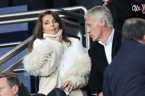 Didier Deschamps et sa femme Claude dans les tribunes du parc des Princes lors du match de 8ème de finale retour de Ligue des champions opposant le Paris Saint-Germain à Manchester Unted à Paris, France, le 6 mars 2019. Manchester a gagné 3-1 (cumul des scores 3-3). © Cyril Moreau/Bestimage