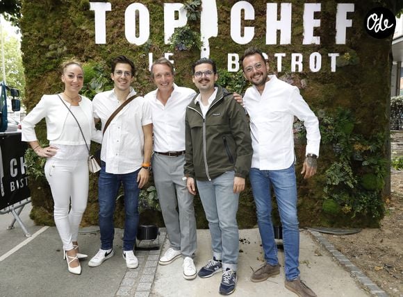 Exclusif - Stéphane Rotenberg et ses chefs Victor Mercier, Coline Faulquier, Camille Delcroix, Arnaud Delvenne - Ouverture du premier restaurant "Top Chef" Le Bistrot à Suresnes le 7 juillet 2022. Le groupe M6 et S. Rotenberg, en collaboration avec Les Bistrots Pas Parisiens ont ouvert ce Bistrot Top Chef à Suresnes, d’une capacité de 100 places. © Marc Ausset-Lacroix/Bestimage