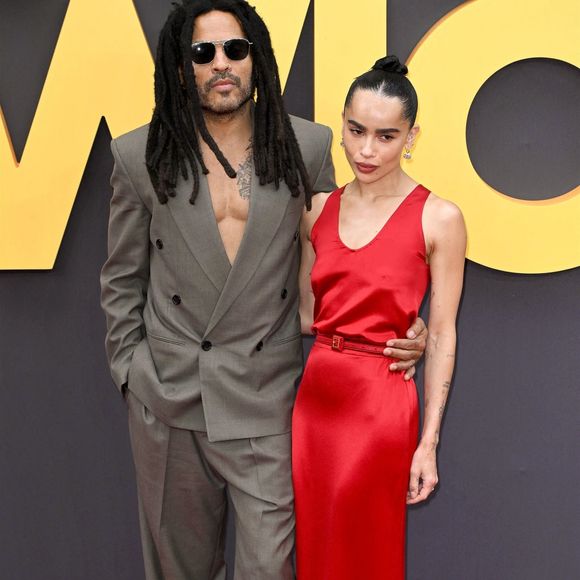 Lenny Kravitz et sa fille Zoe Kravitz (réalisatrice du film) à la première européenne du film Blink Twice à Londres le 19 août 2024.