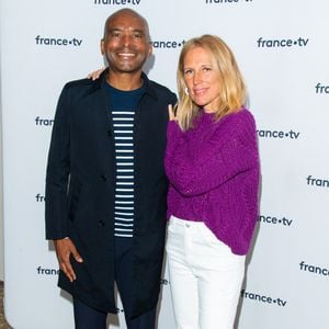 Ali Rebeihi, Agathe Lecaron lors du photocall dans le cadre de la conférence de presse de France Télévisions au Pavillon Gabriel à Paris, France, le 24 août 2021. © Pierre Perusseau/Bestimage