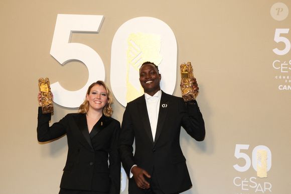 Abou Sangare, Le César De La Meilleure Révélation Masculine Dans L'histoire De Souleymane, Maïwène Barthèlemy, César De La Meilleure Révélation Féminine Dans Vingt Dieux - Photocall des lauréats (pressroom) de la 50ème cérémonie des César à l'Olympia à Paris le 28 février 2025

© Dominique Jacovides / Olivier Borde / Bestimage