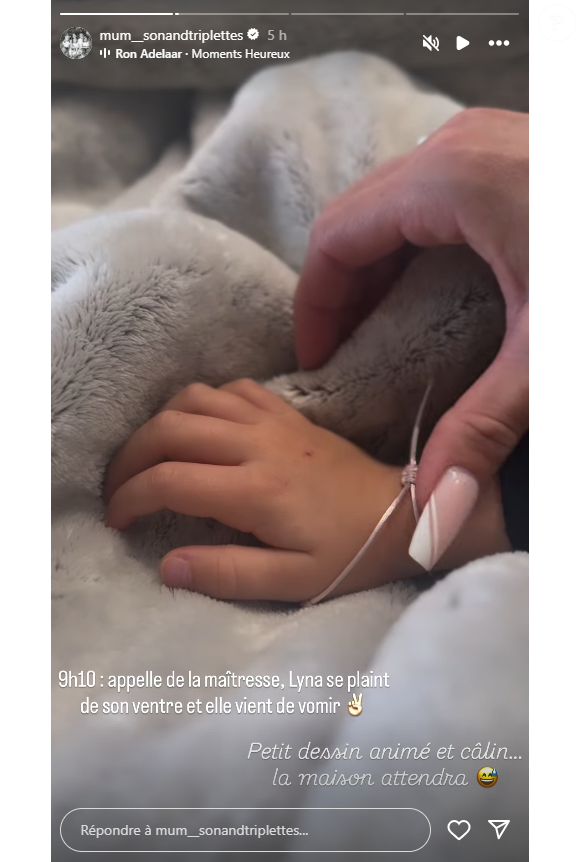 Après 40 minutes d'école, la maîtresse a appelé Laetitia Provenchère.

Laetitia Provenchère (Familles nombreuses) donne des nouvelles de sa fille Lyna, sur Instagram le 13 octobre 2025.