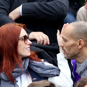 Audrey Fleurot et son compagnon Djibril Glissant dans les tribunes des internationaux de France de Roland Garros à Paris le 4 juin 2016. © Moreau - Jacovides / Bestimage