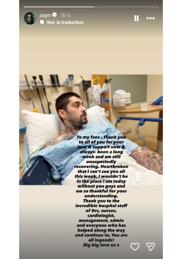 Capture d'écran de la story Instagram de @zayn