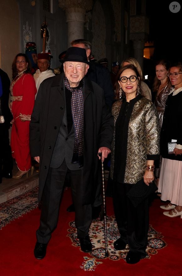 Edgar Morin et sa femme Sabah Abouessalam - Dîner d'Etat offert par sa Majesté le roi Mohammed VI du Maroc en l'honneur du Président de la République Emmanuel Macron et de la première dame Brigitte Macron au Palais Royal de Rabat au Maroc le 29 Octobre 2024. 

Photo par Dominique Jacovides/Bestimage