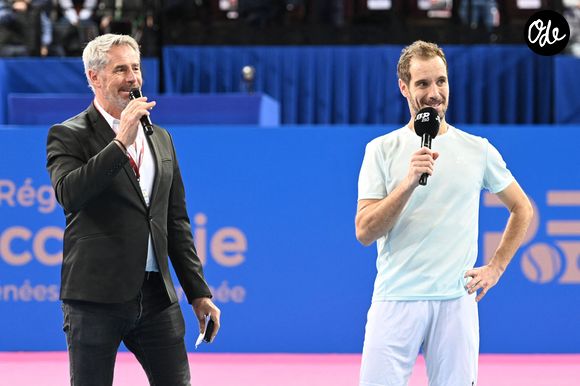 Marc MAURY (G) lors de l'hommage a Richard GASQUET (D) pour la fin de sa carriere lors du tournoi Open Sud de France ATP 250 a Montpellier le 30 janvier 2025. Valentina Claret/PsnewZ/Bestimage