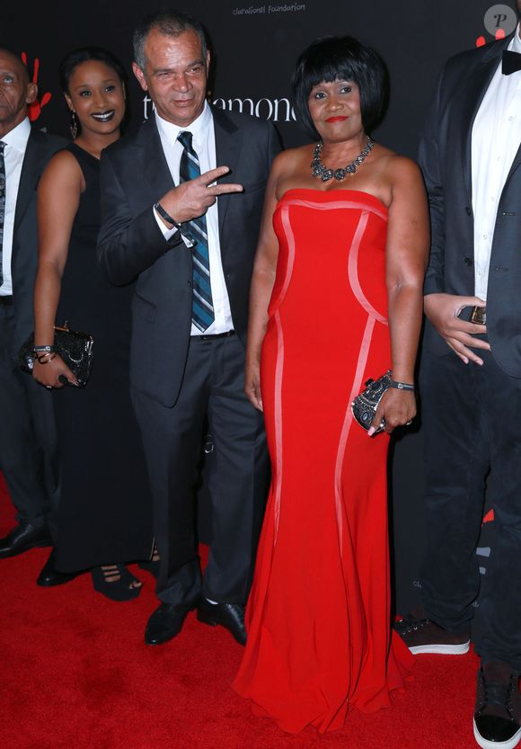 Les parents de Rihanna Monica Braithwaite et Ronald Fenty - Soirée du premier "Bal de Diamant" à Beverly Hills le 11 décembre 2014.