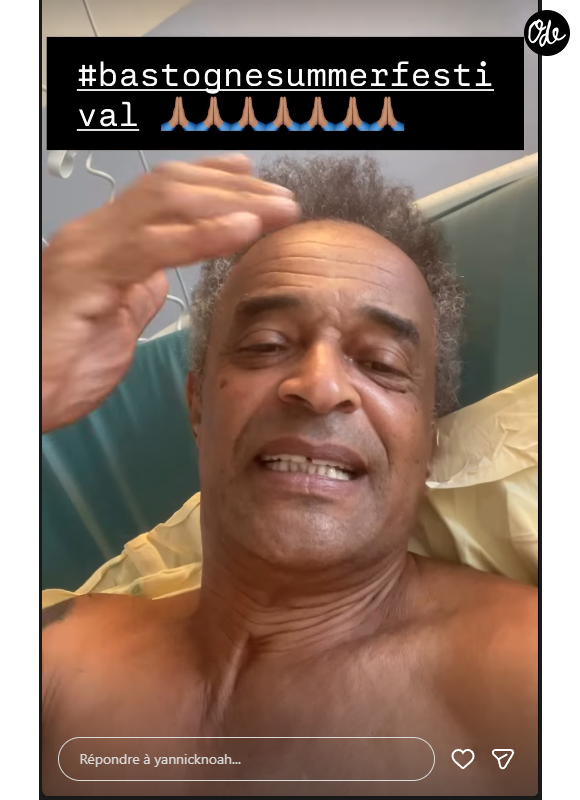 Cette obligation de repos le force néanmoins à annuler à regret son concert prévu ce dimanche au Bastogne Summer Festival.

Yannick Noah, Instagram
