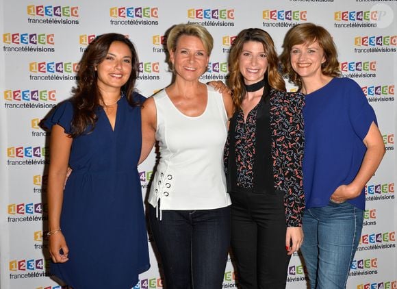 Anaïs Baydemir, Nathalie Rihouet, Chloé Nabédian, Valérie Maurice lors du photocall de la présentation de la nouvelle dynamique 2017-2018 de France Télévisions. Paris, le 5 juillet 2017.
© Guirec Coadic/Bestimage