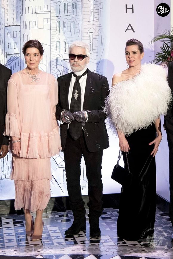 La Princesse Caroline de Hanovre, Karl Lagerfeld et Charlotte Casiraghi - 64ème Bal de la Rose sur le thème de Manhattan, imaginé par K.Lagerfeld, au profit de la Fondation Princesse Grace, dans la Salle des Etoiles au Sporting Monte Carlo à Monaco. Le 24 mars 2018
© Pierre Villard / Palais Princier / SBM