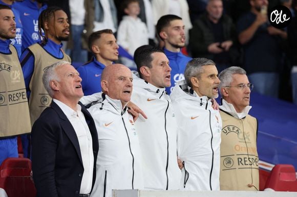 Didier Deschamps (Sélectionneur France) et Guy STEPHAN (Entraîneur adjoint France) - Les Bleus ont remporté leur dernier match de préparation contre l'Irlande du Nord (3-1) à Lille, grâce à un triplé de M. Olise le 8 juin 2026. © Laurent Sanson/PsnewZ/Bestimage