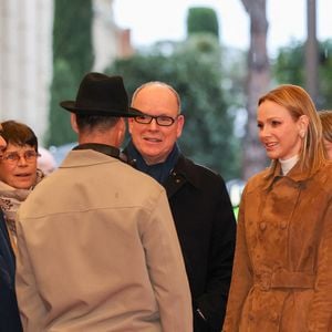 Le prince Albert II de Monaco, La princesse Charlène de Monaco, La princesse Stéphanie de Monaco, Camille Gottlieb lors du spectacle Monaco sous les Etoiles, sous le chapiteau de Fontvieille à Monaco, le 22 décembre 2025. 
© Claudia Albuquerque / Bestimage