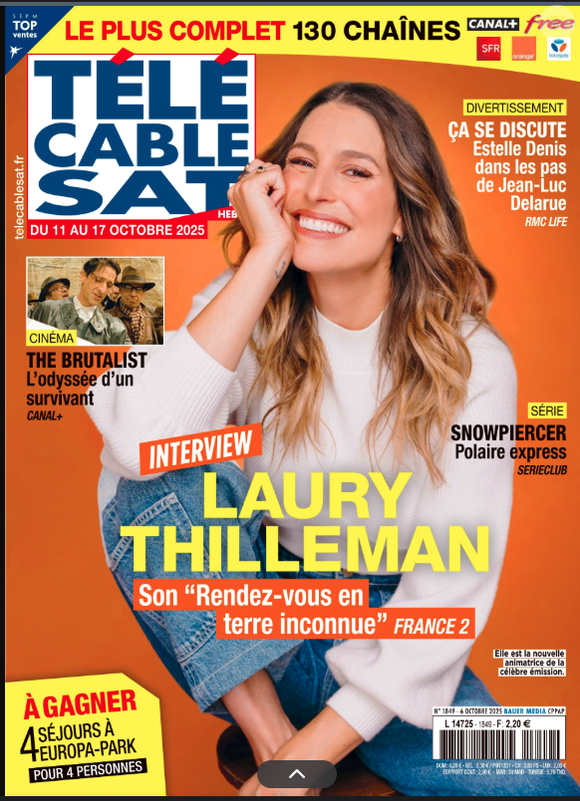 Laury Thilleman en une du magazine Télé Cable Sat, édition du lundi 6 octobre 2025