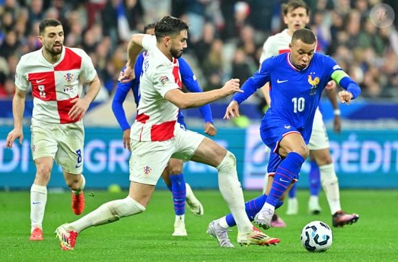Kylian Mbappé - Quart de finale de la Ligue des Nations de l'UEFA 2025 "France - Croatie (2-0 / tab 5-4)" au Stade de France à Saint-Denis, le 23 mars 2025.
© Christian Liewig/Bestimage