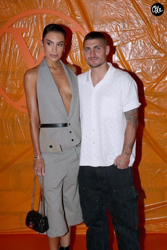 Jessica Aïdi et Marco Verratti au photocall du défilé de mode prêt-à-porter Louis Vuitton Printemps/été lors de la Fashion Week de Paris (PFW), à Paris, France. © Bertrand Rindoff/Bestimage