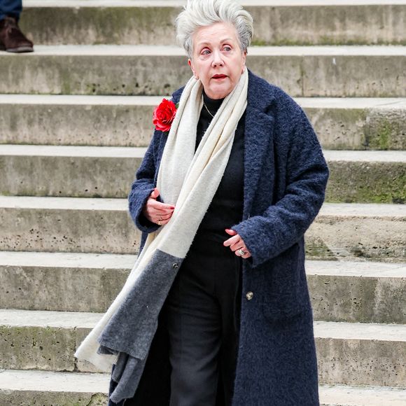 Françoise Laborde - Arrivées aux obsèques de C.Laborde en l’église Saint-Roch à Paris, le 6 février 2025. Décédée le 28 janvier 2025 à l'âge de 73 ans, l'ancienne présentatrice météo de TF1 (1988 - 2017) était atteinte de la maladie neurodégénérative à corps de Lewy. 
© Jacovides - Moreau / Bestimage