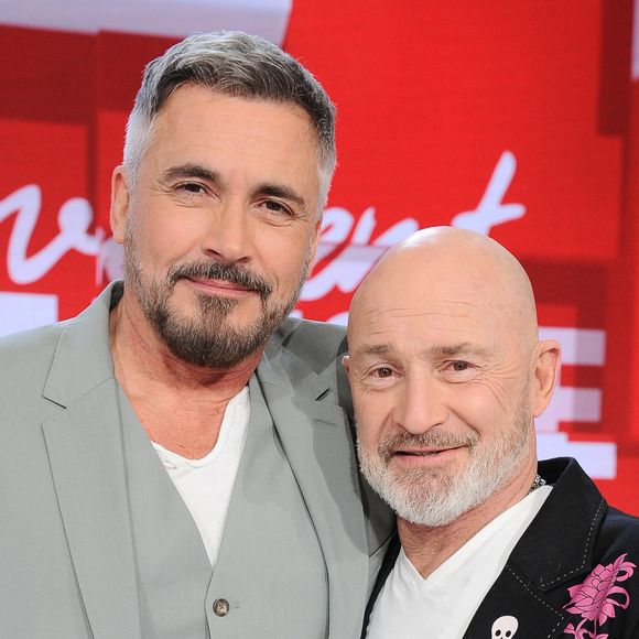 Exclusif - Olivier Minne et Vincent Lagaf - Enregistrement de l'émission Vivement dimanche consacrée à l'équipe du Splendid au studio Rive Gauche, présentée par M.Drucker, et diffusée le 2 mars sur France 3. Paris, le 21 février 2025.  © Guillaume Gaffiot / Bestimage