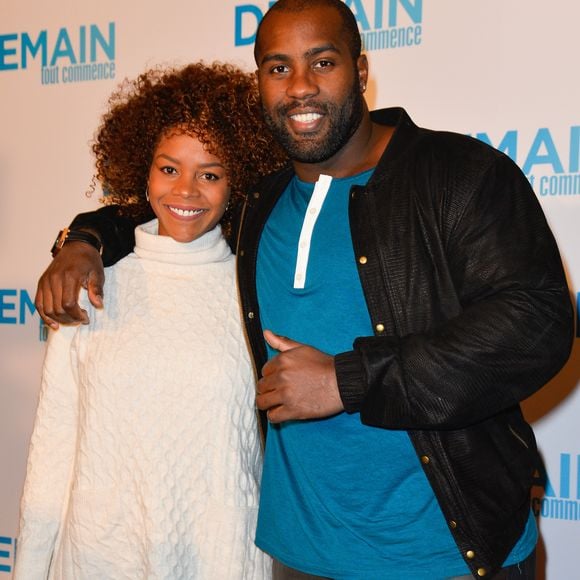 Teddy Riner et sa compagne Luthna Plocus - Avant première du film "Demain tout commence" au Grand Rex à Paris le 28 novembre 2016. © Coadic Guirec/Bestimage