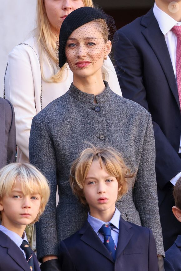 Beatrice Borromeo, Francesco Casiraghi, Stefano Casiraghi dans la cour du palais princier le jour de la fête nationale de Monaco le 19 novembre 2024.
© Jean-Charles Vinaj / Pool Monaco / Bestimage
