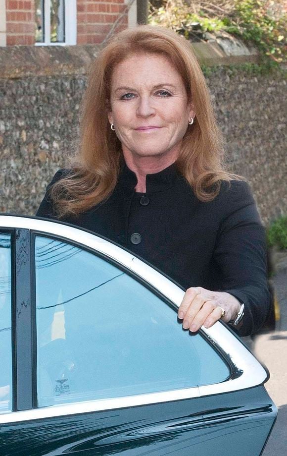 Sarah Ferguson lors des obsèques de Peaches Geldof, décédée à l’âge de 25 ans, en l’église de "St Mary Magdalene and St Lawrence" dans le village de Davington en Angleterre, le 21 avril 2014. © EXPRESS SYNDICATION / BESTIMAGE