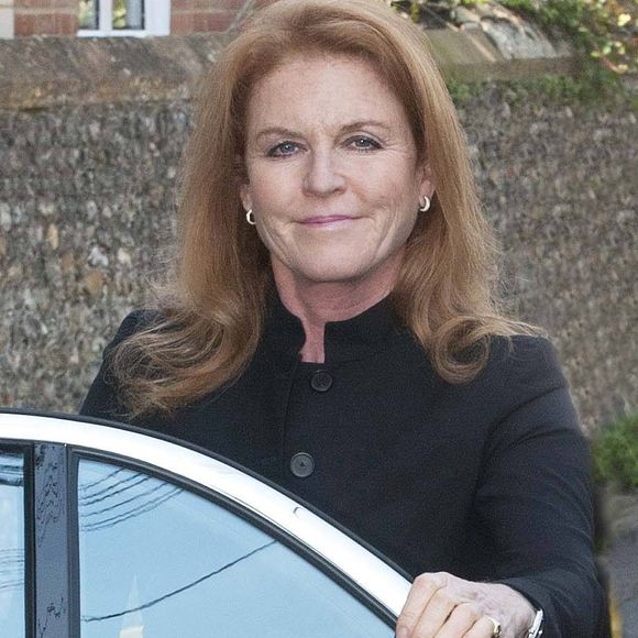 Sarah Ferguson lors des obsèques de Peaches Geldof, décédée à l’âge de 25 ans, en l’église de "St Mary Magdalene and St Lawrence" dans le village de Davington en Angleterre, le 21 avril 2014. © EXPRESS SYNDICATION / BESTIMAGE