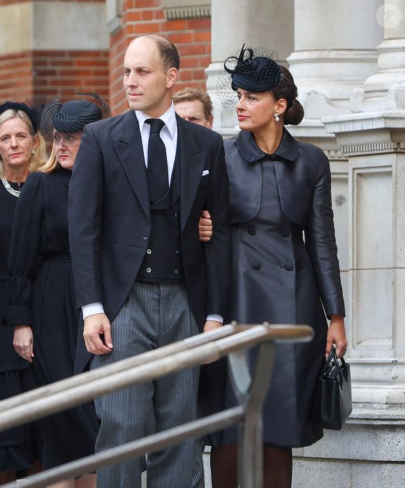 Sophie Winkleman et Frederick Windsor lors des funérailles de la duchesse de Kent à Westminster. © GoffPhotos/Bestimage