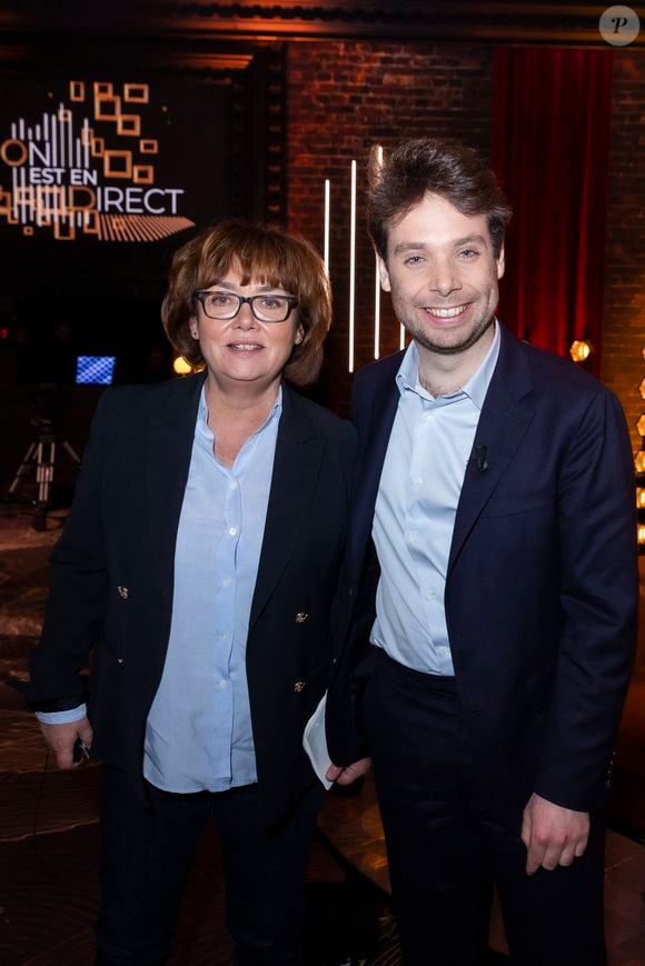 Exclusif - Nathalie Saint-Cricq et son fils Benjamin Duhamel - Enregistrement de l'émission "On Est En Direct (OEED)", présentée par L.Ruquier et L.Salamé, et diffusée en direct le 2 avril sur France 2
© Jack Tribeca / Bestimage