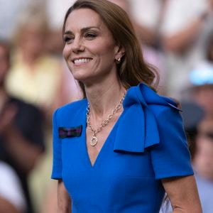 Le Prince et la Princesse de Galles, le Prince George et la Princesse Charlotte regardent la finale masculine de Wimbledon entre Jannik Sinner et Carlos Alcaraz, au All England Lawn Tennis and Croquet Club, Wimbledon, Londres, Royaume-Uni, le 13 juillet 2025.