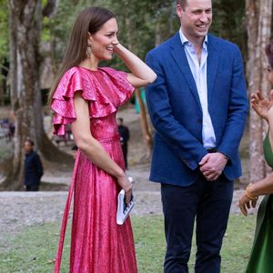Le prince William et Catherine (Kate) Middleton arrivant pour une réception spéciale dans les ruines mayas de Cahal Pech à San Ignacio, Belize, organisée par Froyla Tzalam, le gouverneur général du Belize, à l'occasion du jubilé de platine de la reine, au cours de la troisième journée de leur tournée de les Caraïbes. Belize, le 21 mars 2022.
©Backgrid UK/ Bestimage