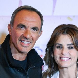 Nikos Aliagas et Faustine Bollaert lors de l'avant-première du Super Grand Prix au cinéma Grand Rex à Paris, France, le 28 septembre 2025. Photo par Aurore Marechal/ABACAPRESS.COM