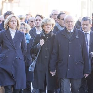 Valérie Pécresse, Alain Juppé et son épouse Isabelle, Pierre Hurmic, Bruno Lemaire, François Bayrou, Premier ministre, Gérald Darmanin, Nathalie Delattre - Cérémonie en hommage à l'ancien maire de Bordeaux Nicolas Florian au Palais Rohan - hôtel de ville suivie des obsèques en la cathédrale Saint-André de Bordeaux, France, le 31 janvier 2025. Nicolas Florian, né le 29 mars 1969 à Marmande et mort le 26 janvier 2025 à Bordeaux, était un homme politique français, membre des Républicains. Il a été maire de Bordeaux de 2019 à 2020. © Quentin Salinier/Bestimage