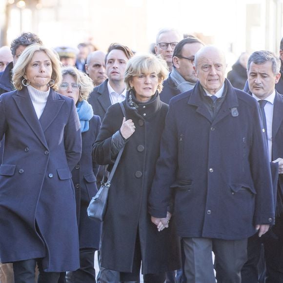 Valérie Pécresse, Alain Juppé et son épouse Isabelle, Pierre Hurmic, Bruno Lemaire, François Bayrou, Premier ministre, Gérald Darmanin, Nathalie Delattre - Cérémonie en hommage à l'ancien maire de Bordeaux Nicolas Florian au Palais Rohan - hôtel de ville suivie des obsèques en la cathédrale Saint-André de Bordeaux, France, le 31 janvier 2025. Nicolas Florian, né le 29 mars 1969 à Marmande et mort le 26 janvier 2025 à Bordeaux, était un homme politique français, membre des Républicains. Il a été maire de Bordeaux de 2019 à 2020. © Quentin Salinier/Bestimage