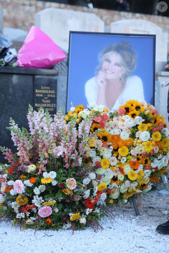 La famille et les amis proches lors de l'inhumation dans l'intimité de Brigitte Bardot dans le caveau familial du cimetière marin de Saint-Tropez, France, le 7 janvier 2026. Les Gypsies ont joué sans arrêt jusqu'à la mise au tombeau. Seule la famille a pu assister et la fondation. Les autres invités laissés en contrebas sans vue sur la tombe. Mireille et Niclo avec la famille pour la mise au tombeau. Chacun a jeté une fleur de tournesol. Nicolas très ému soutenu vraiment par sa femme et une fille. Chico a chanté l'Ave Maria devant la tombe en mode musique gitane avec ses guitaristes. © Bestimage