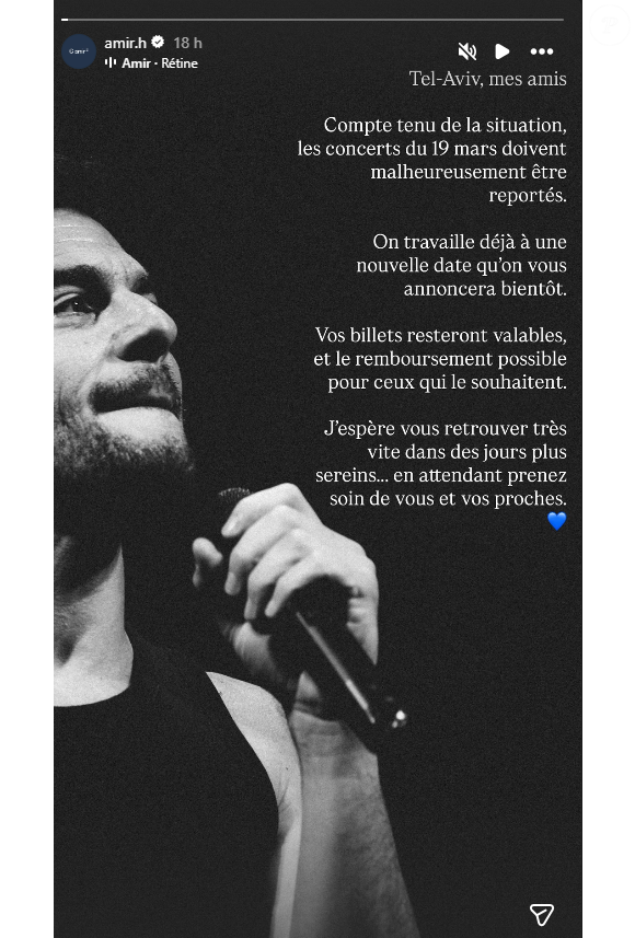 Il devait en effet donner deux représentations très attendues le 19 mars prochain sur la scène du Hangar 11, à Tel-Aviv.

Amir Haddad annule ses concerts en Israël.