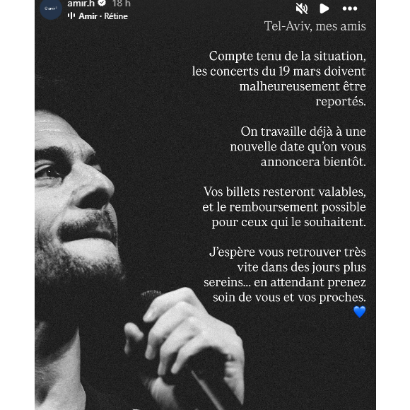 Il devait en effet donner deux représentations très attendues le 19 mars prochain sur la scène du Hangar 11, à Tel-Aviv.

Amir Haddad annule ses concerts en Israël.