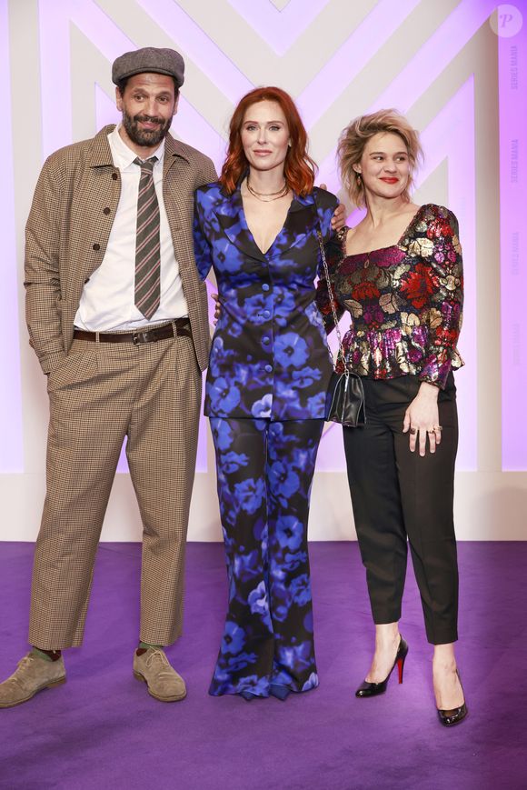 Mehdi Nebbou, Audrey Fleurot, Marie Denarnaud de la série HPI  - 6 ème édition du Festival Séries Mania à Lille, France, le 21 mars 2023. © Christophe Aubert via Bestimage