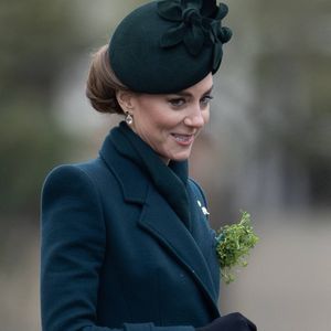 Catherine (Kate) Middleton, princesse de Galles, colonel des Irish Guards, visite le régiment lors du défilé de la Saint-Patrick à la caserne Wellington de Londres, le 17 mars 2025. ©Dana Press / Bestimage