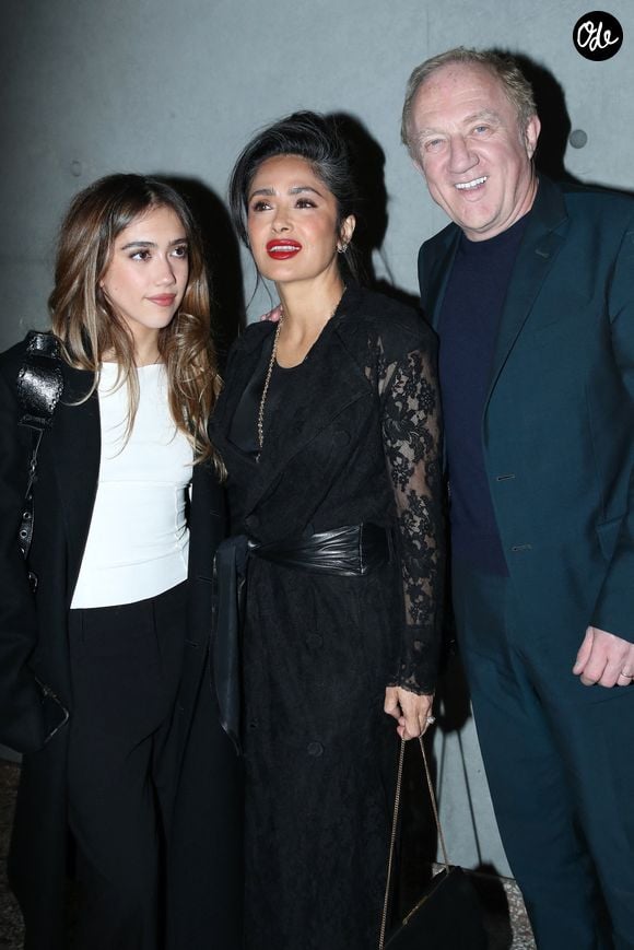 François-Henri Pinault avec sa femme Salma Hayek, leur fille Valentina - Vernissage de "Corps et âmes", la nouvelle Collection Pinault à la Bourse du Commerce à Paris le 4 Mars 2025. © Bertrand Rindoff / Bestimage