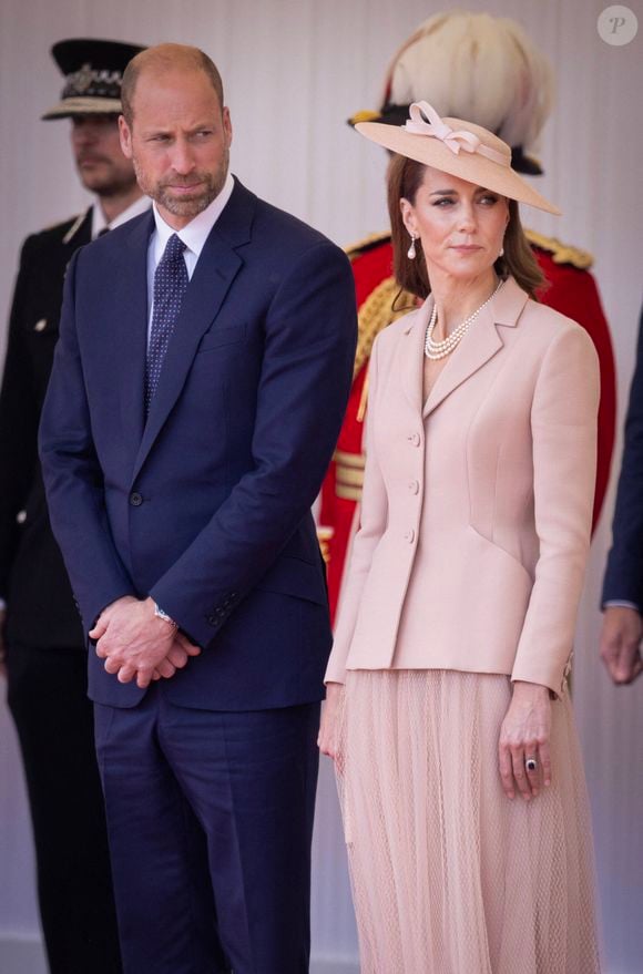 Le prince William (prince de Galles), la princesse Catherine (Catherine « Kate » Middleton, princesse de Galles), visite d'État du couple présidentiel français en Grande-Bretagne, premier jour, à Windsor, dans le Berkshire, en Grande-Bretagne, le 8 juillet 2025.