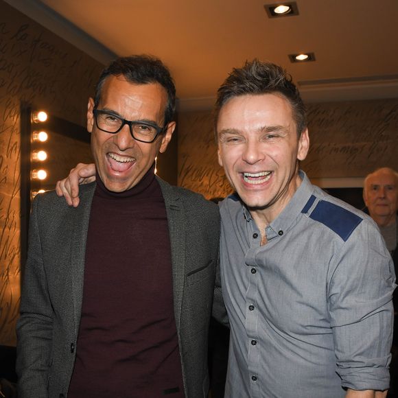 Exclusif - Régis Ravanas DG RTL et Jeanfi Janssens - People en backstage du spectacle "Jeanfi Janssens atterrit à l'Olympia" à Paris le 10 janvier 2020. © Coadic Guirec/Bestimage