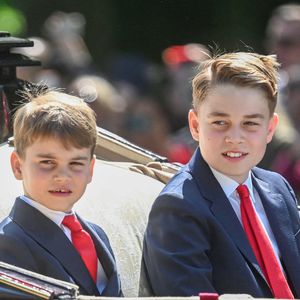 Le prince Louis, le prince George lors de la cérémonie des couleurs 2025, à Londres, Royaume-Uni, le 14 juin 2025. Photo by Zak Hussein/Splash News/ABACAPRESS.COM