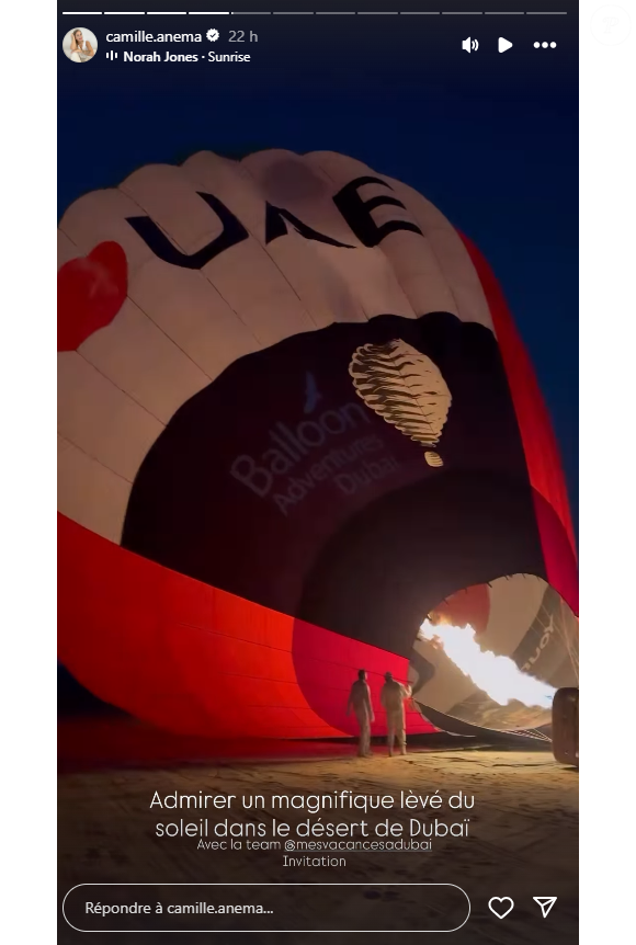 Au programme, escapade dans le désert et découverte de la ville.

Camille Santoro (Familles nombreuses) en vacances à Dubaï, le 15 octobre 2025 sur Instagram.
