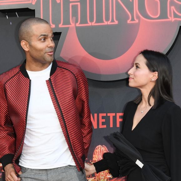 Tony Parker et sa femme Axelle Francine à la première de la série Netflix "Stranger Things - Saison 3" au cinéma Le Grand Rex à Paris, le 4 juillet 2019. © Guirec Coadic/Bestimage
