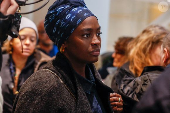 Aïssa Maïga arrive au tribunal - Le réalisateur Christophe Ruggia, poursuivi pour agressions sexuelles envers la comédienne Adèle Haenel, condamné à deux de prison ferme avec port de bracelet électronique va faire appel de la décision, au tribunal judiciaire de Paris, France, le 3 février 2025. © Christophe Clovis/Bestimage